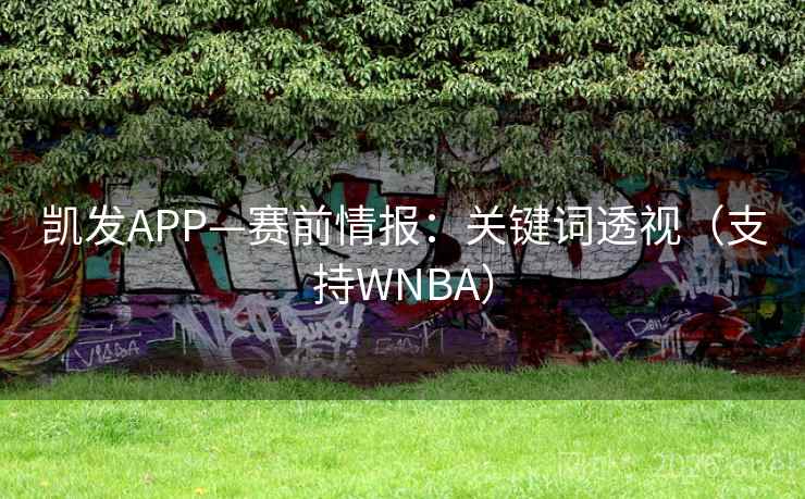 凯发APP—赛前情报：关键词透视（支持WNBA）